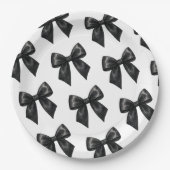 Assiettes En Carton Elegant Black Bow Birthday (Devant)