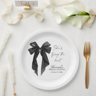 Assiettes En Carton Elegant Black Bow Bridal Shower 