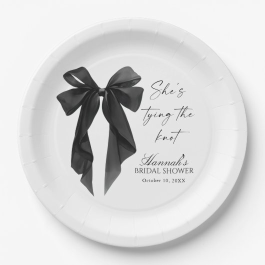 Assiettes En Carton Elegant Black Bow Bridal Shower  (Devant)