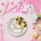 Assiettes En Carton Elégant Black Gold 50 et fabuleux papier d'anniver (Fête)