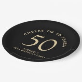 Assiettes En Carton Elegant Black Gold 50th Birthday Party (Angle)