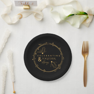 Assiettes En Carton Elégant Black & Gold "Célébrer ensemble toujours"