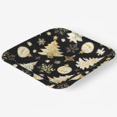 Assiettes En Carton Élégant Black Gold Snowflakes Christmas Tree Balls (Angulaire)