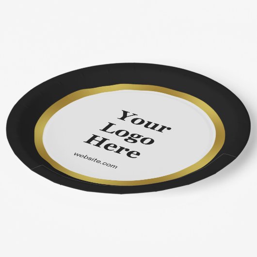 Assiettes En Carton Élégant Black White Gold Business Logo Website (Angle)