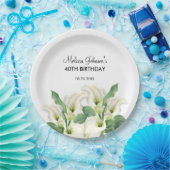 Assiettes En Carton Elégant Blanc Calla Lily Floral Anniversaire (Fête)