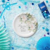 Assiettes En Carton Élégant Blanc Floral Deux deviennent un Mariage de (Fête)