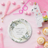 Assiettes En Carton Elégant bleu bleu bleu floral Mariage (Fête)