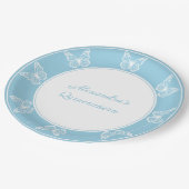 Assiettes En Carton Elégant bleu clair Quinceañera - Papillon Classy (Angle)