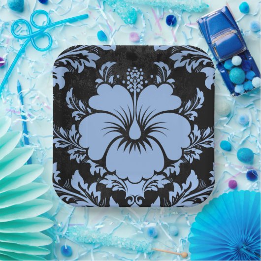 Assiettes En Carton Élégant bleu damassé Noël personnalisé Plaques en  (Fête)