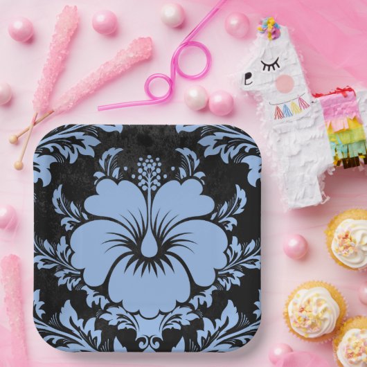 Assiettes En Carton Élégant bleu damassé Noël personnalisé Plaques en  (Fête)