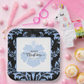 Assiettes En Carton Élégant bleu damassé Noël personnalisé Plaques en  (Fête)