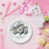 Assiettes En Carton Élégant bleu Noël blanc cheval équestre (Fête)