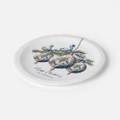 Assiettes En Carton Élégant bleu Noël blanc cheval équestre (Angle)