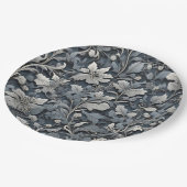 Assiettes En Carton Elégant bleu poussiéreux argent blanc gris gris fl (Angle)