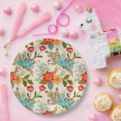 Assiettes En Carton Élégant bleu rose vert Feuille Motif (Fête)