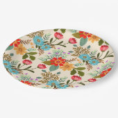 Assiettes En Carton Élégant bleu rose vert Feuille Motif (Angle)