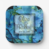 Assiettes En Carton Elégant bleu turquoise hydrangée à fleurs bleu ros (Recto)