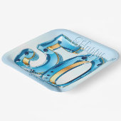 Assiettes En Carton Elégant Blue and Gold Gemstone 50e anniversaire (Angulaire)