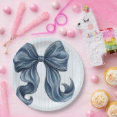 Assiettes En Carton Elegant Blue Denim Bow  (Fête)
