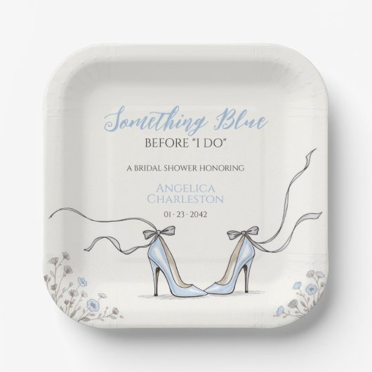 Assiettes En Carton Elegant Blue Heels Bridal Shower (Recto)