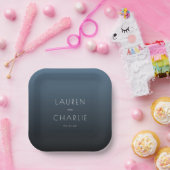 Assiettes En Carton Elegant Blue Minimalist Names (Fête)