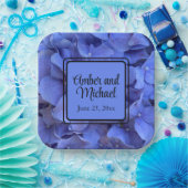 Assiettes En Carton Elégant Blue periwinkle élégant floral hydrangeas (Fête)