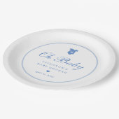 Assiettes En Carton Élégant Blue Script Garçons Oh Baby shower (Angle)