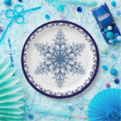 Assiettes En Carton Élégant Blue Snowflake Holiday (Fête)