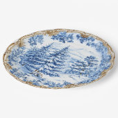 Assiettes En Carton Elegant Blue Toile Christmas Tree Holiday Dining  (Angle)