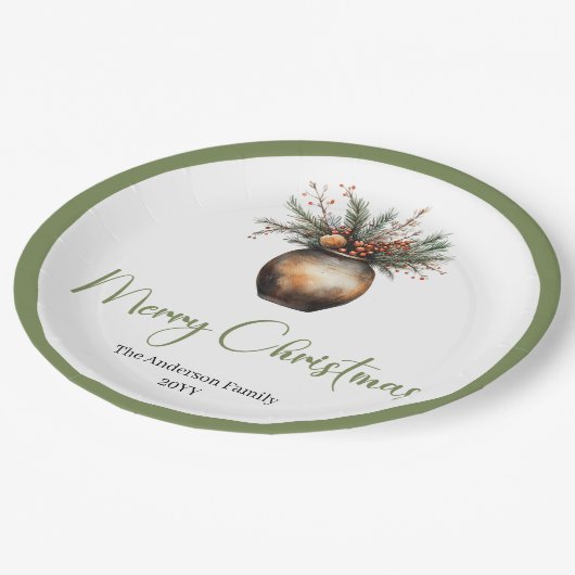 Assiettes En Carton Elegant Bohemian Christmas Wreath in Earthy Plate (Angle)