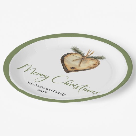 Assiettes En Carton Elegant Bohemian Pine Wreath Festive Holiday Plate (Angle)