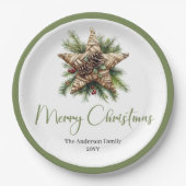 Assiettes En Carton Elegant Boho Botanical Christmas Tree Dinner Plate (Devant)