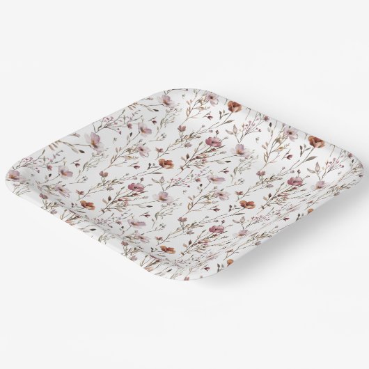 Assiettes En Carton Élégant Boho fleur sauvage (Angulaire)