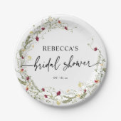 Assiettes En Carton Elegant Boho Fleur sauvage Fête des mariées (Devant)