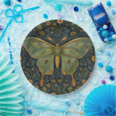 Assiettes En Carton Élégant boho rétro Luna moth botanique (Fête)