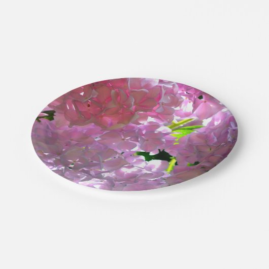 Assiettes En Carton Élégant boho rose florales fleurs hydrangées (Angle)