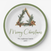 Assiettes En Carton Elegant Boho Scandinavian Pine Wreath Holiday  (Devant)