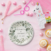 Assiettes En Carton Elégant Boho verdure Eucalyptus Mariage (Fête)