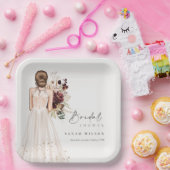 Assiettes En Carton Elegant Boho White Mariage Gown Fête des mariées (Fête)