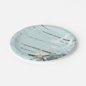 Assiettes En Carton Elégant bois BLue Seashells Plage Mariage faveur (Angle)