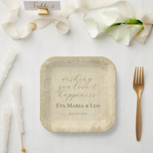 Assiettes En Carton Elégant bord de grunge Hors Blanc