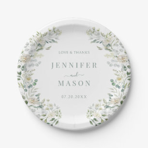 Assiettes En Carton Élégant Botanique Verdure Mariage Floral