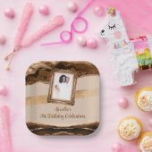 Assiettes En Carton Élégant Brown Agate Photo Invitation (Fête)