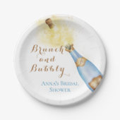 Assiettes En Carton Élégant Brunch et Bubbly Shower de Mariée (Devant)