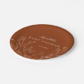 Assiettes En Carton Elegant Burnt Orange Botanical Leaves  (Angle)