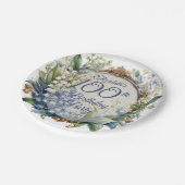 Assiettes En Carton Elégant cadre fleuri baroque 100e fête d'anniversa (Angle)