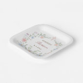 Assiettes En Carton Élégant cadre floral Baptême (Angulaire)