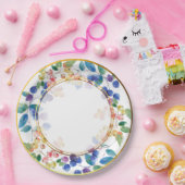 Assiettes En Carton Elégant cadre or Aquarelle Berries (Fête)