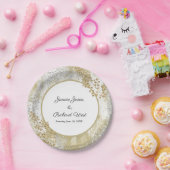 Assiettes En Carton Elégant cadre Or Argent Mariage personnalisé (Fête)