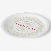 Assiettes En Carton Elégant Cadre Orné Salutation de vacances (Angle)